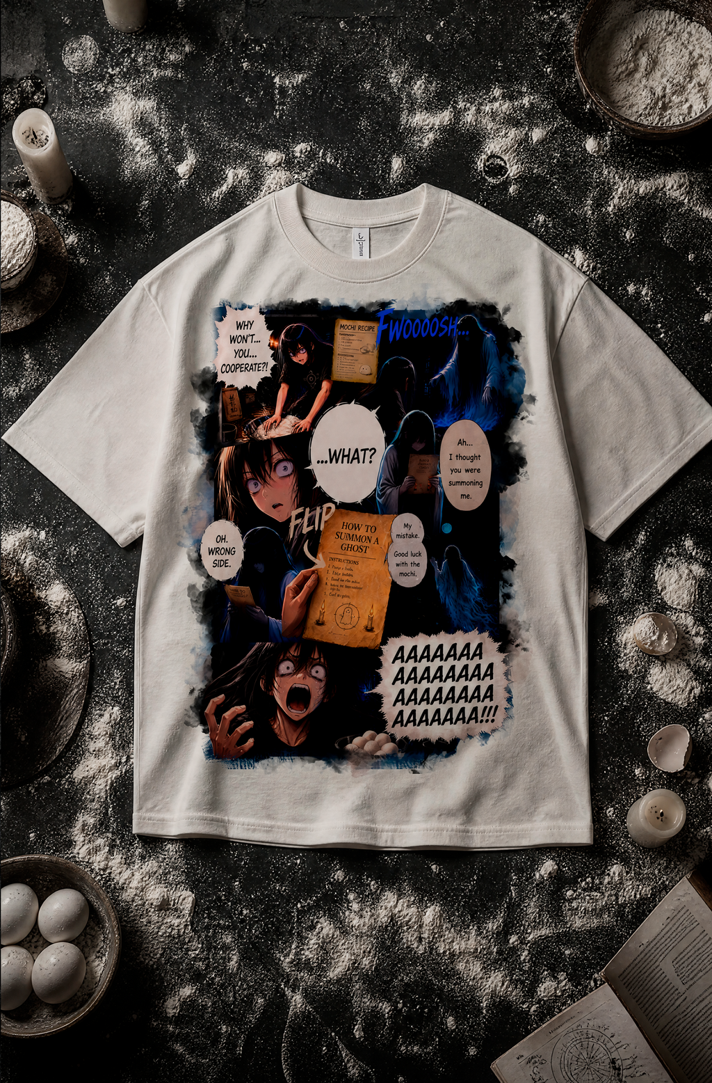 Ghost Mochi Recipe Manga T-Shirt – Funny Horror Anime Graphic Tee
