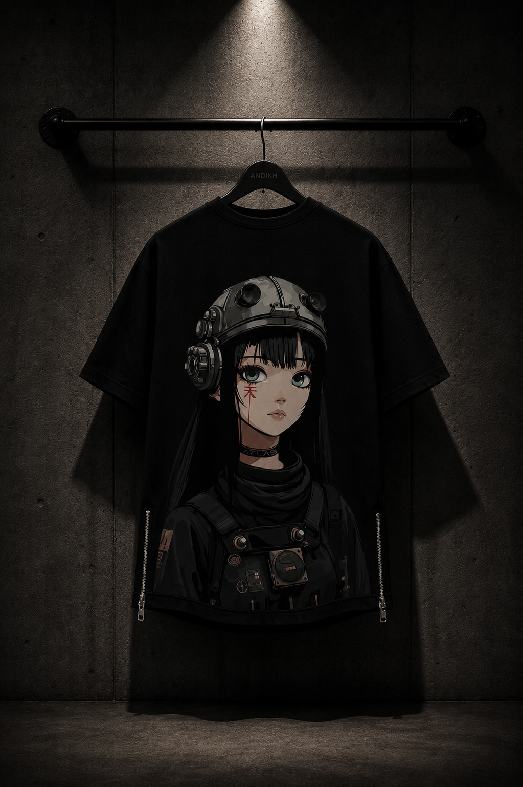 Atlas Pilot Cyberpunk Anime T-Shirt | Techwear Streetwear Graphic Tee | Japanese Sci-Fi Aesthetic Oversized Shirt