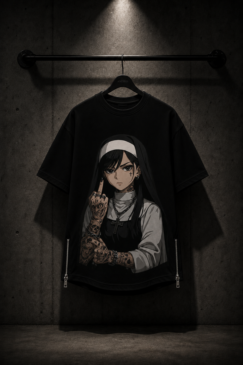 Tattoo Nun T-Shirt | Alternative Christian Anime Streetwear