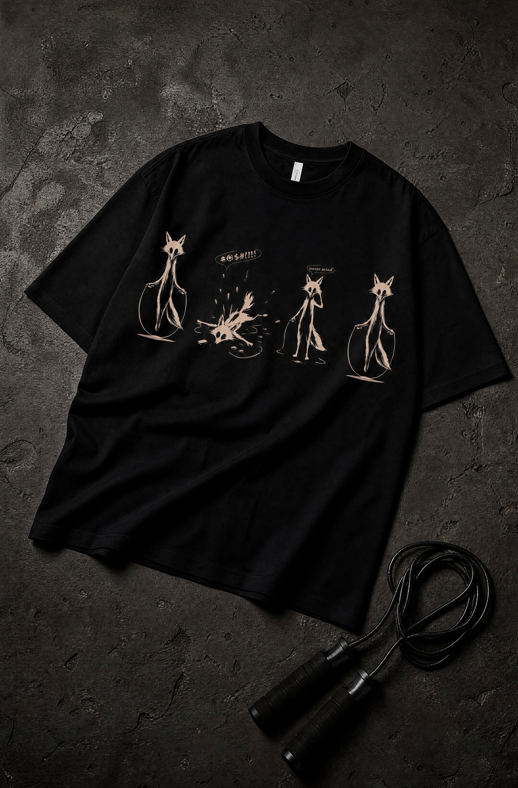 Never Mind Fox Graphic T-Shirt – 300 GSM Heavyweight Cotton Tee