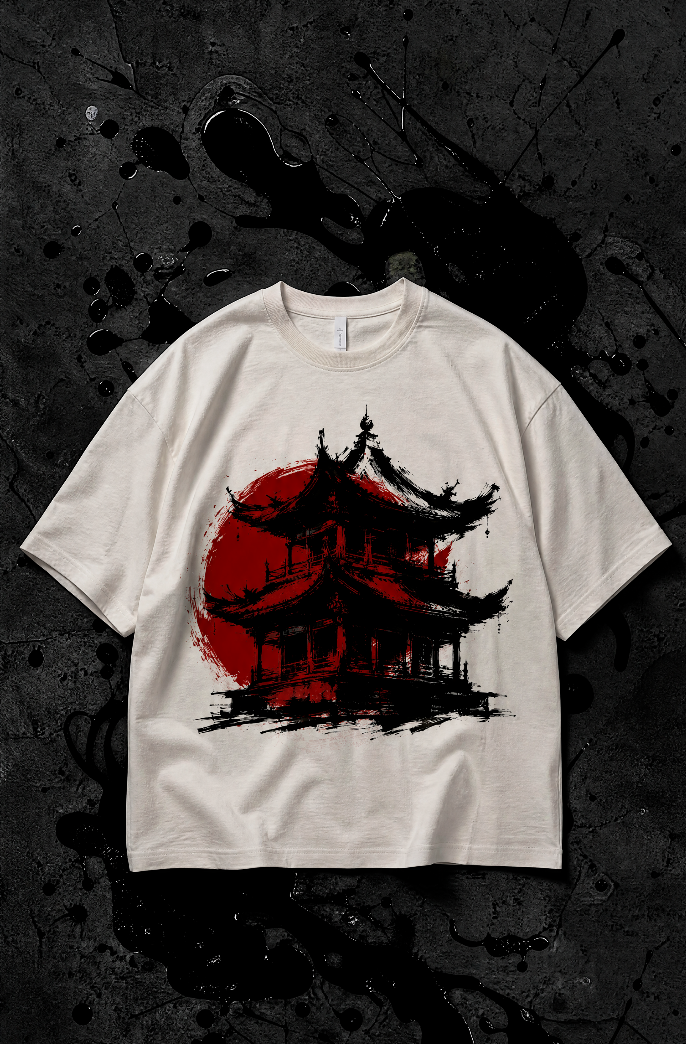 Japanese Pagoda Graphic Tee – 300 GSM Heavyweight Cotton T-Shirt