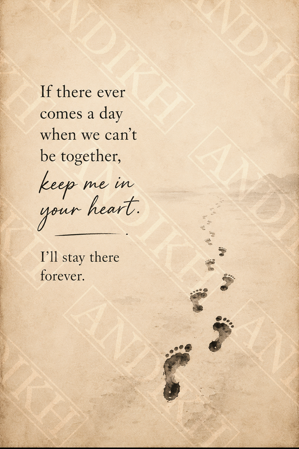 Keep Me in Your Heart Metal Wall Art – Matte Aluminum Quote Poster