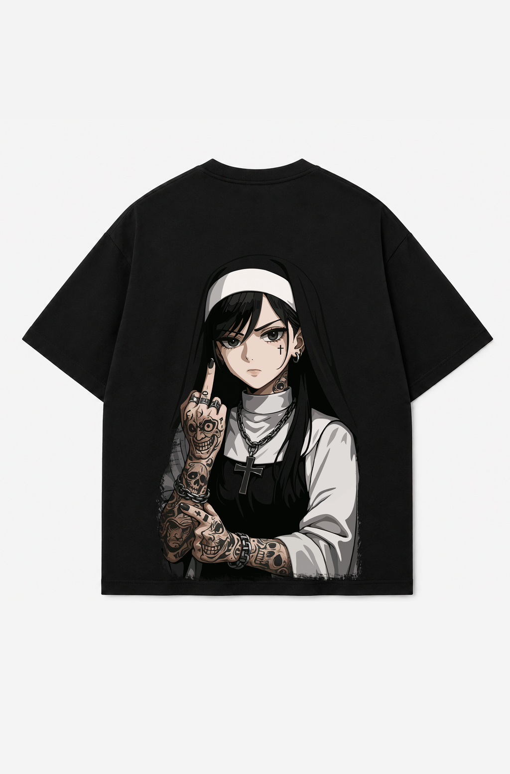 Gothic Nun Graphic T-Shirt – 300 GSM Heavyweight Cotton Tee