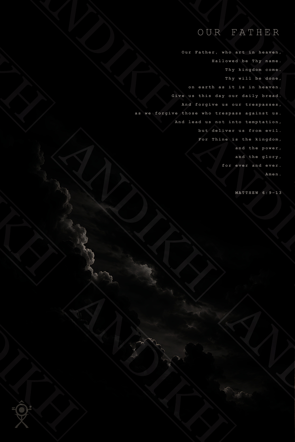 Our Father Prayer Wall Art – Glossy Black Metal Poster | Christian Home Decor | Matthew 6:9-13 | Modern Faith Artwork