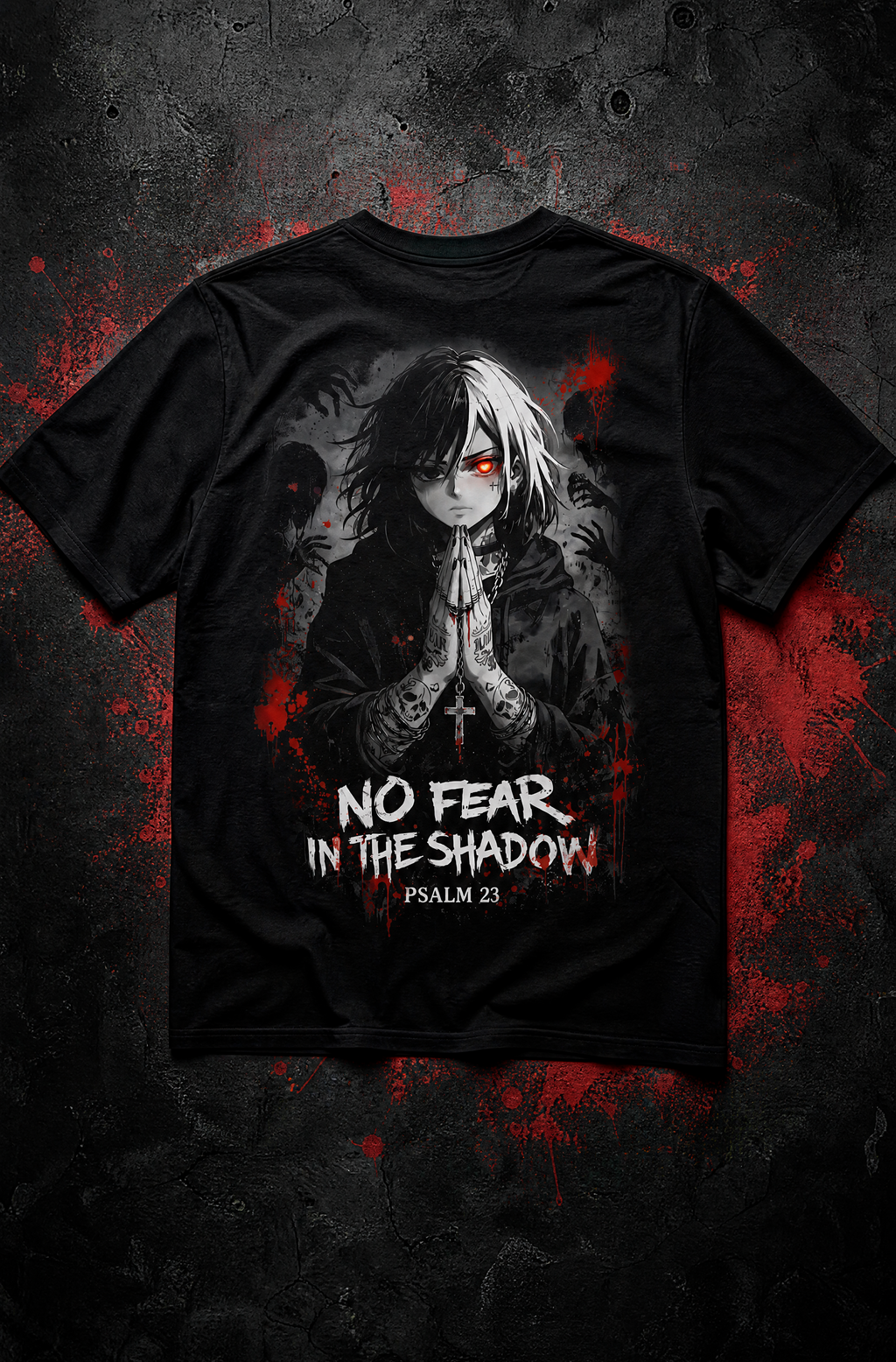 No Fear in the Shadow Graphic T-Shirt – Psalm 23 – 300 GSM Heavyweight Cotton Tee