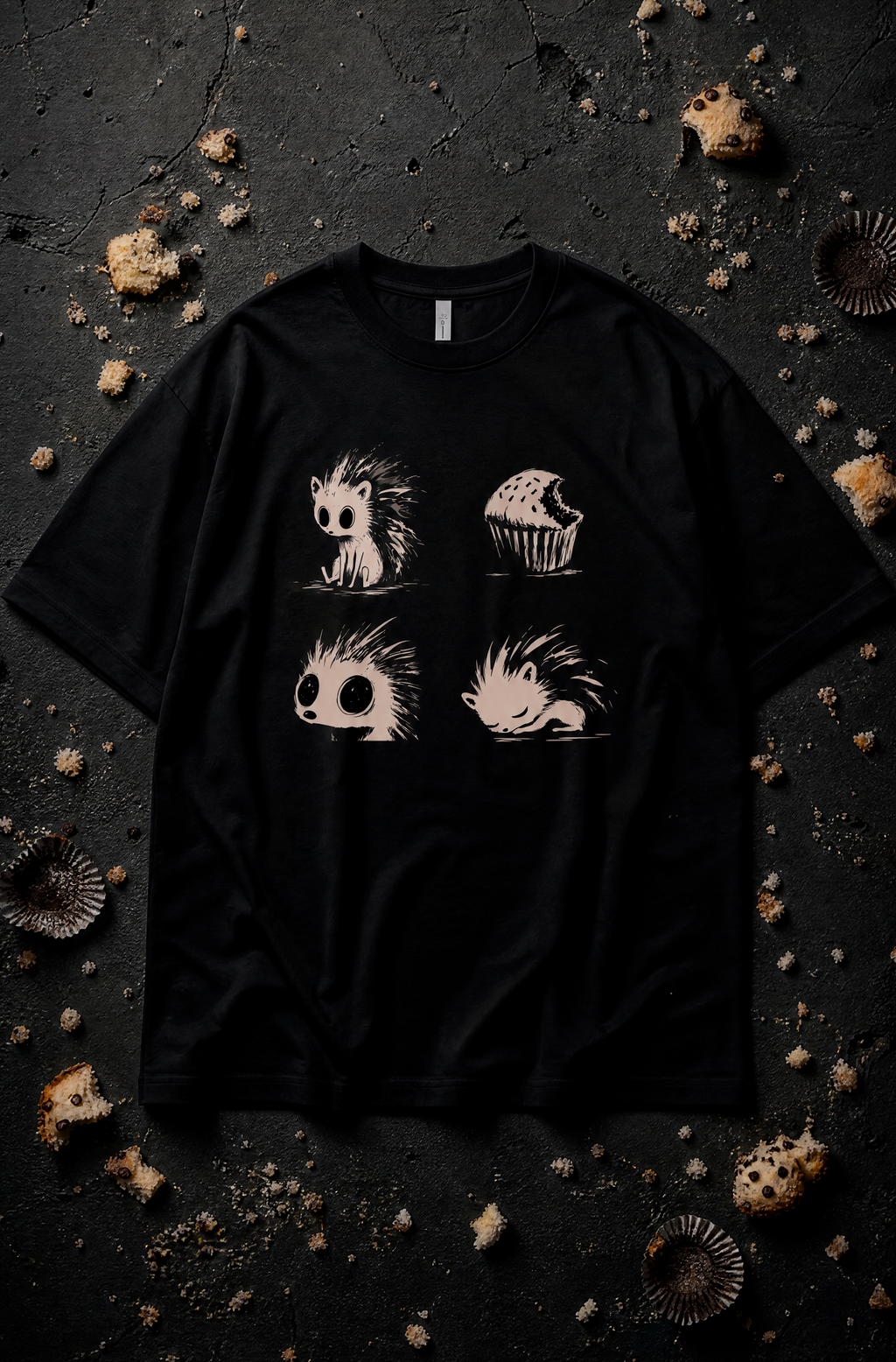 Snack Time Hedgehog Tee – Heavyweight Cotton Graphic T-Shirt