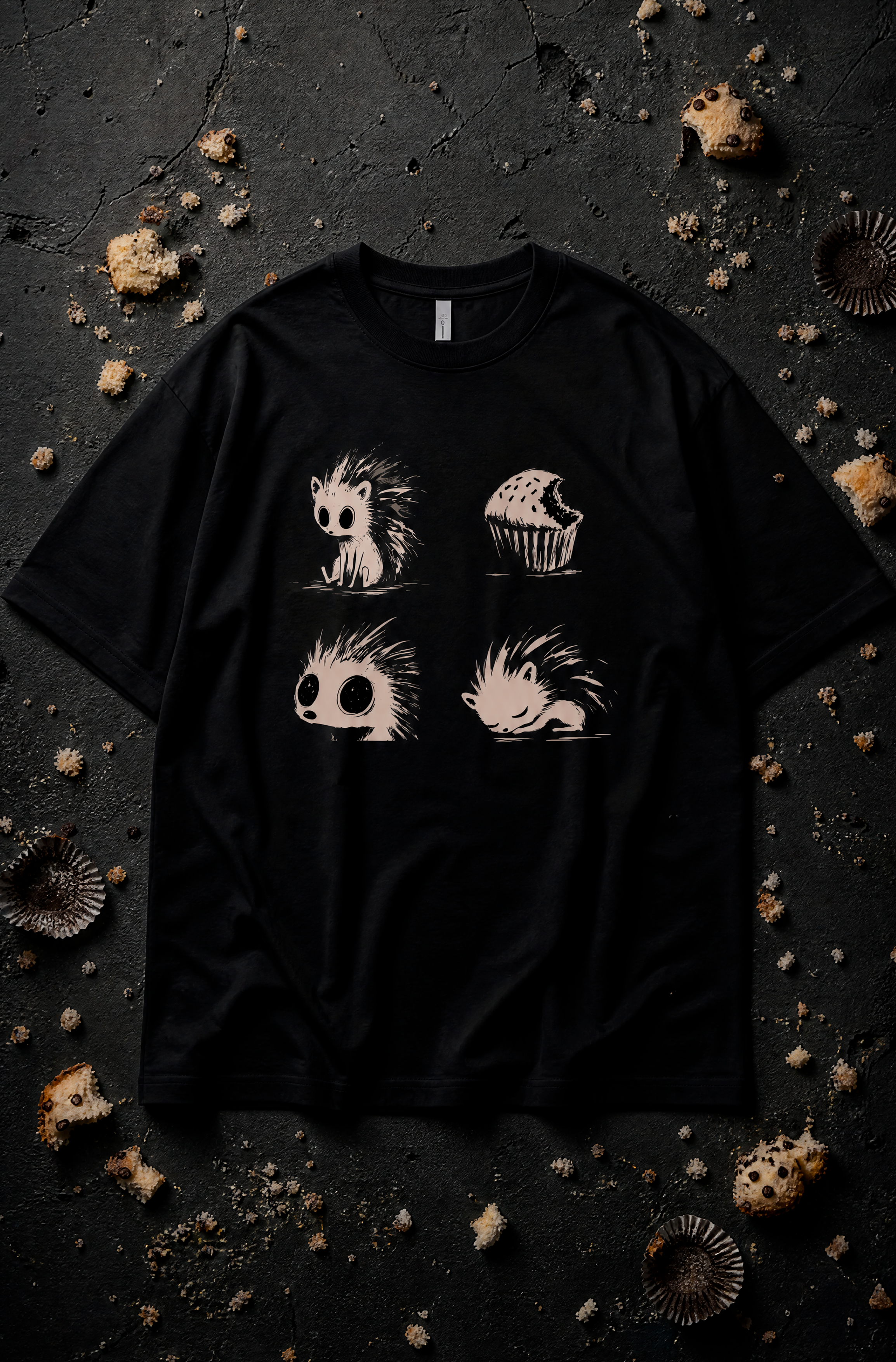 Snack Time Hedgehog Tee – Heavyweight Cotton Graphic T-Shirt