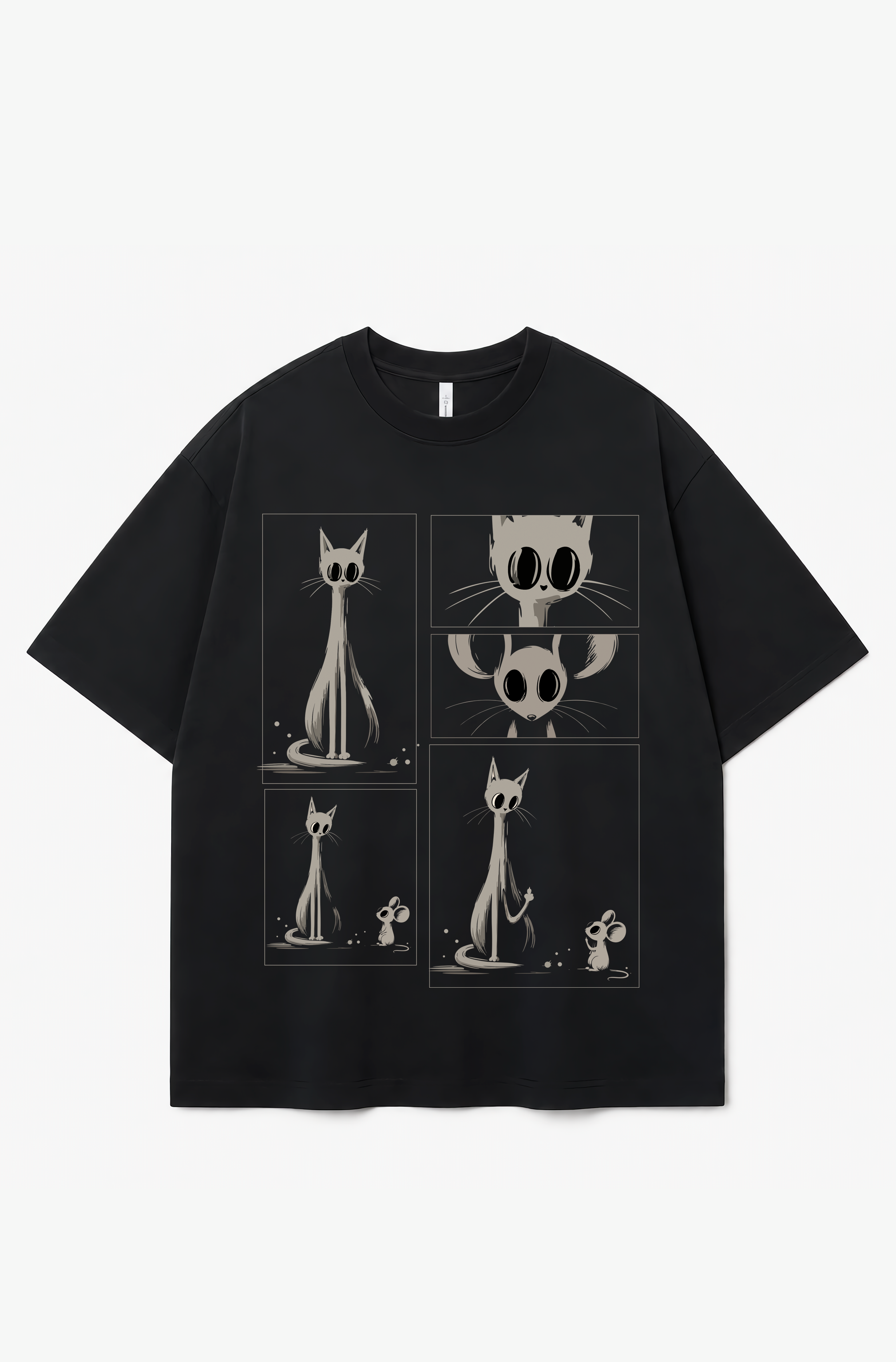 Curious Cat Graphic T-Shirt – 300 GSM Heavyweight Cotton Tee