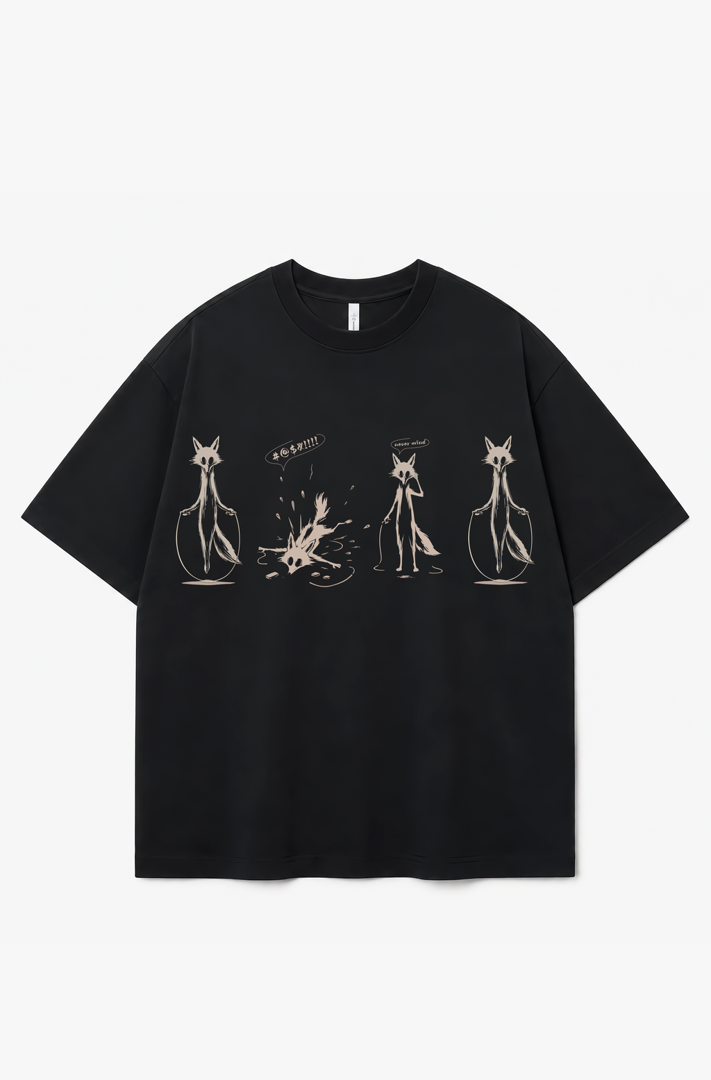 Never Mind Fox Graphic T-Shirt – 300 GSM Heavyweight Cotton Tee