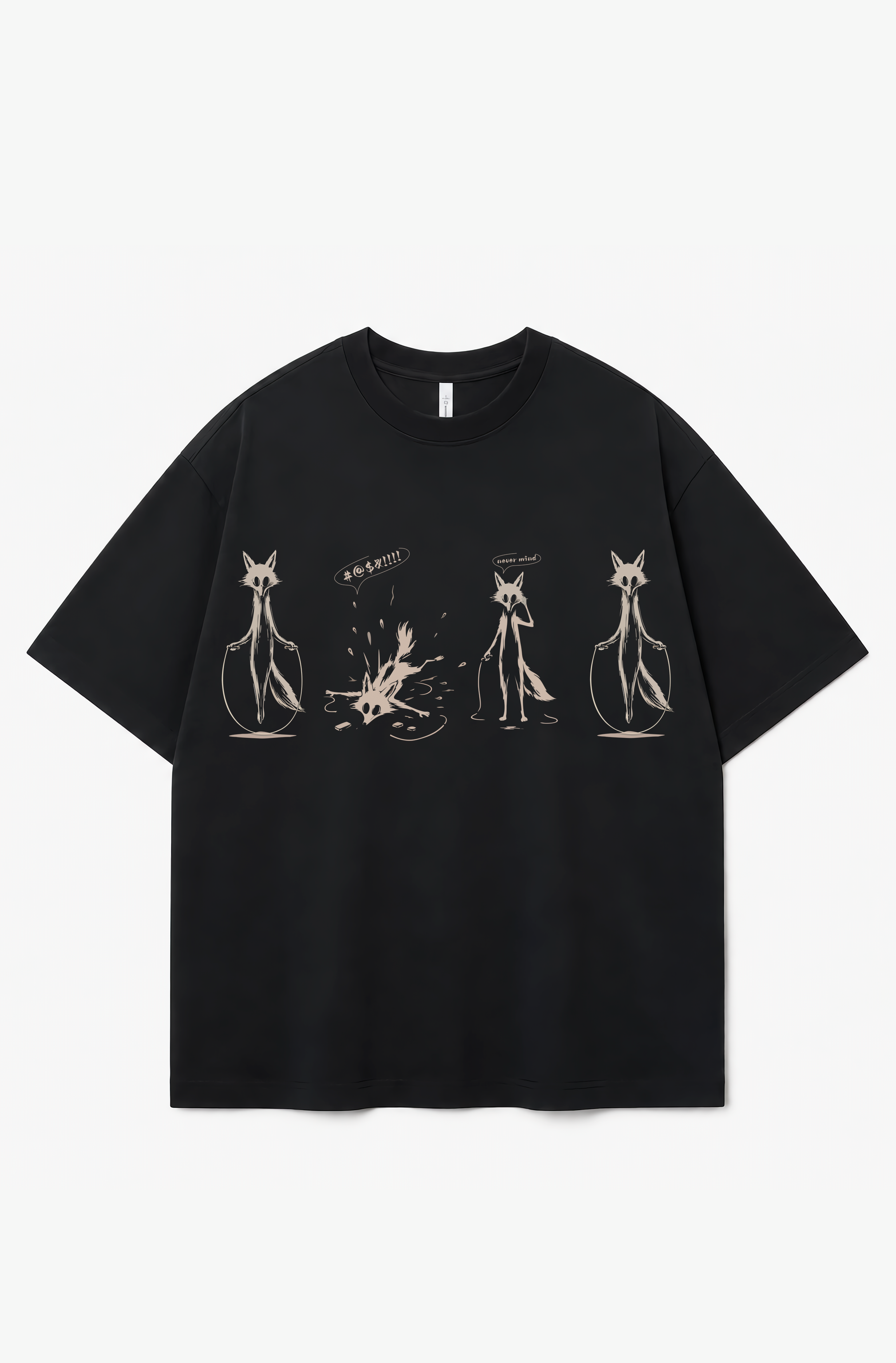 Never Mind Fox Graphic T-Shirt – 300 GSM Heavyweight Cotton Tee