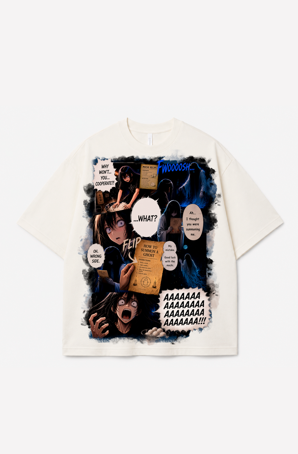 Ghost Mochi Recipe Manga T-Shirt – Funny Horror Anime Graphic Tee