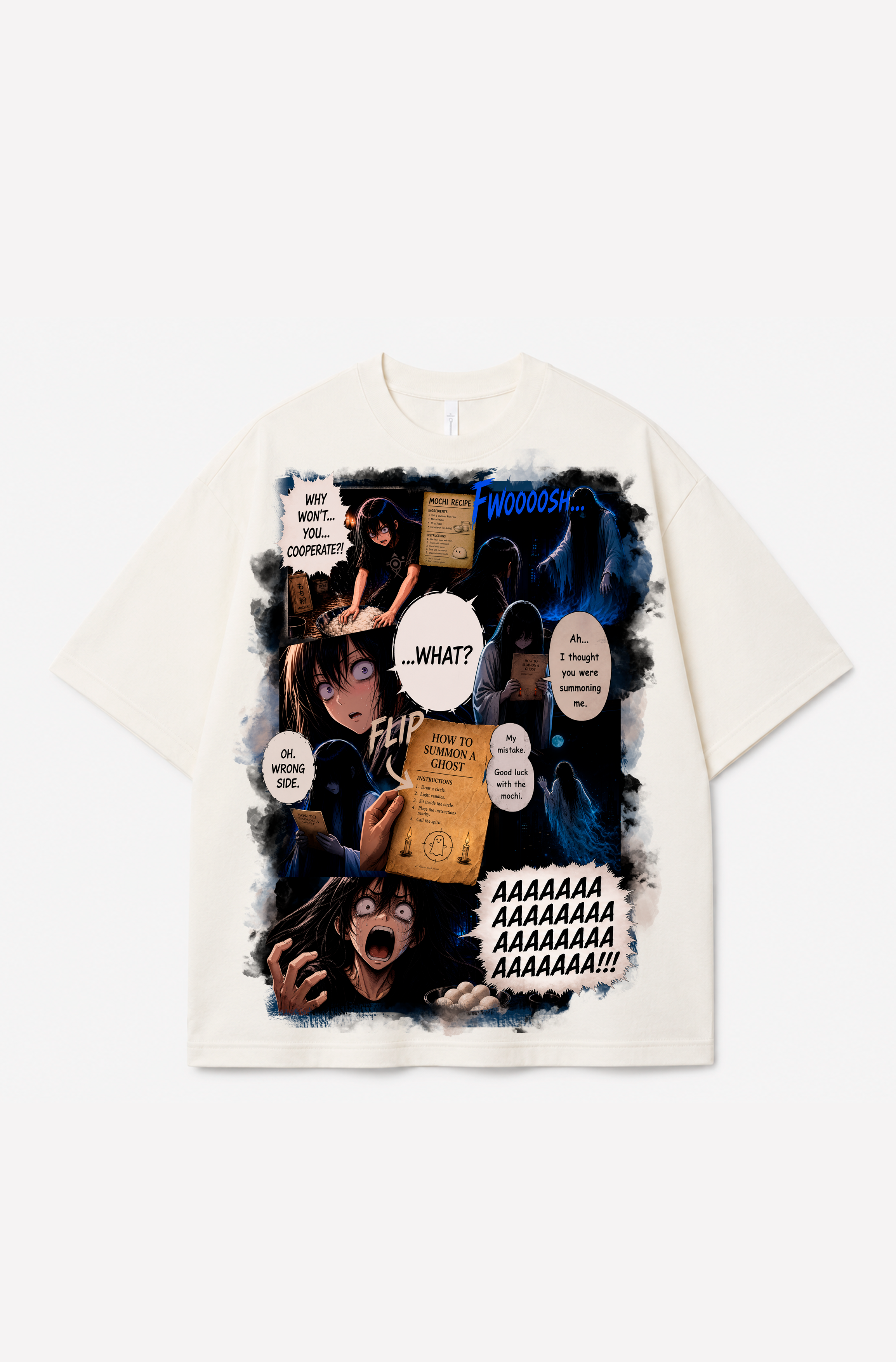 Ghost Mochi Recipe Manga T-Shirt – Funny Horror Anime Graphic Tee