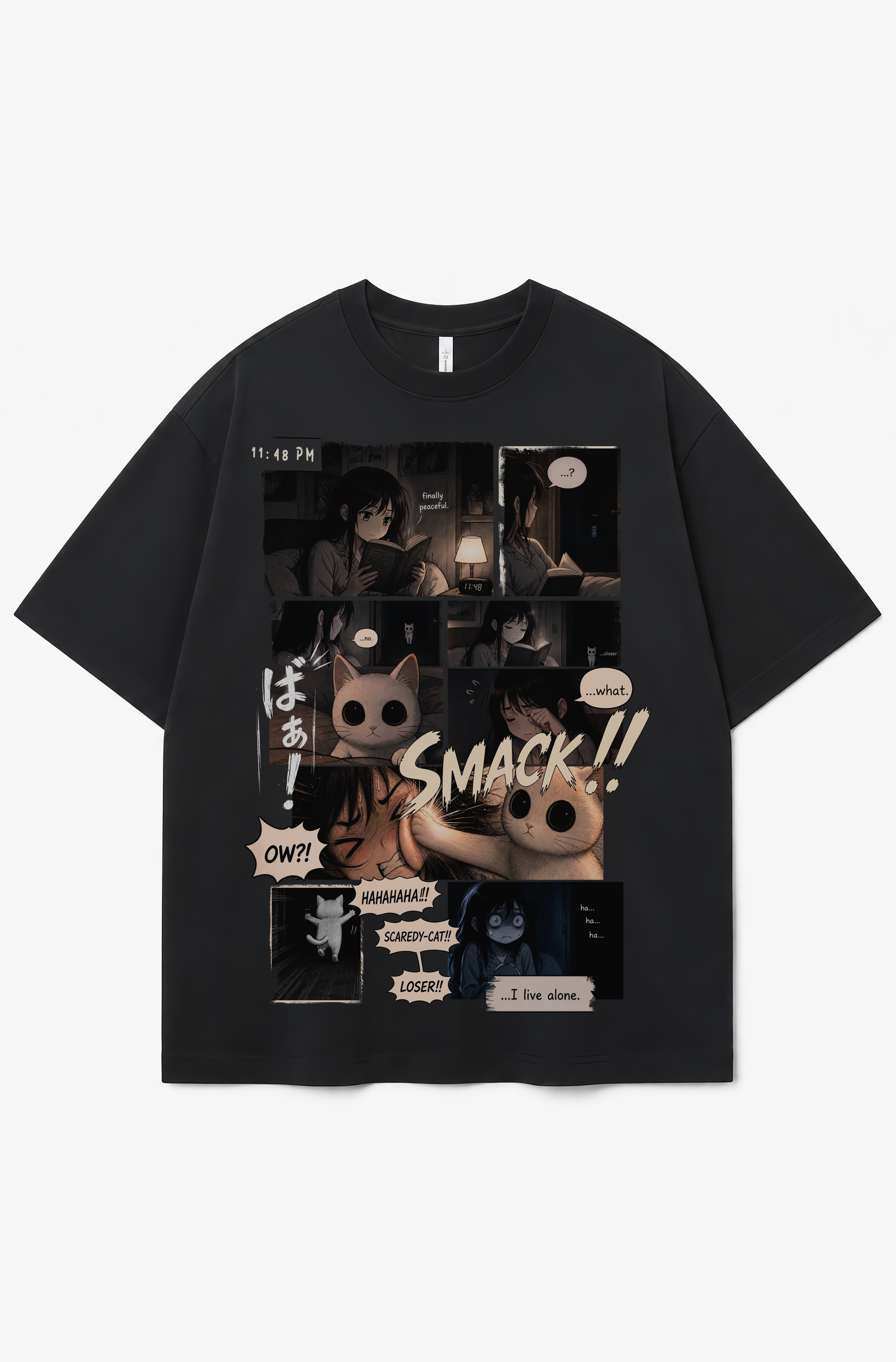 Scaredy Cat Manga Graphic Tee – 300 GSM Heavyweight Cotton T-Shirt