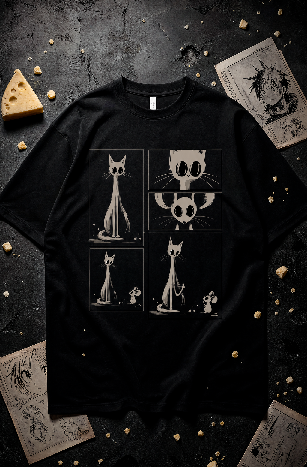 Curious Cat Graphic T-Shirt – 300 GSM Heavyweight Cotton Tee